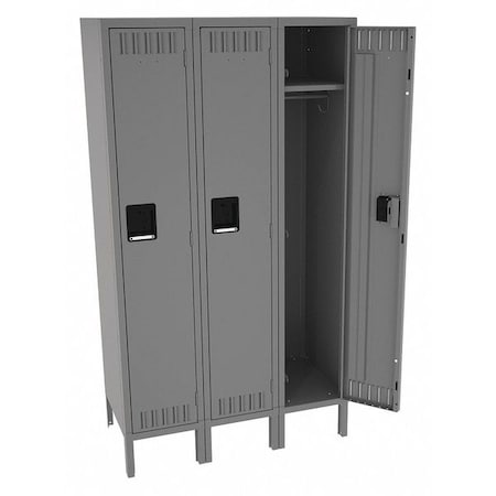 Wardrobe Locker, 36 in W, 18 in D, 66 in H, (1) Tier, (3) Wide, Medium Gray MPN:STS-121860-3MG
