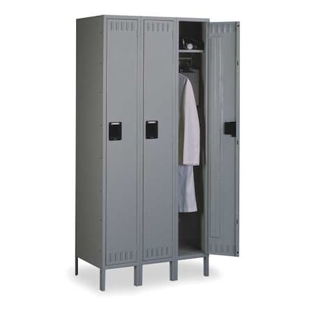 Wardrobe Locker, 45 in W, 18 in D, 78 in H, (1) Tier, (3) Wide, Gray MPN:STS-151872-3MG