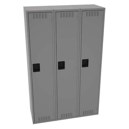 Wardrobe Locker, 15 in W, 18 in D, 72 in H, (1) Tier, (3) Wide, Medium Gray MPN:STS-151872-CMG