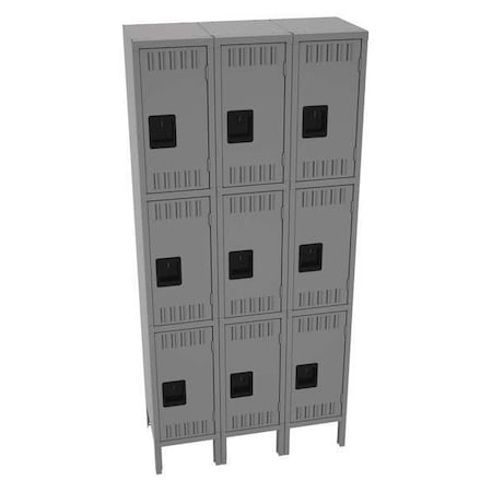 Wardrobe Locker, 36 in W, 12 in D, 78 in H, (3) Tier, (3) Wide, Medium Gray MPN:TTS-121224-3MG