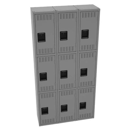 Wardrobe Locker, 36 in W, 12 in D, 72 in H, (3) Tier, (3) Wide, Medium Gray MPN:TTS-121224-CMG