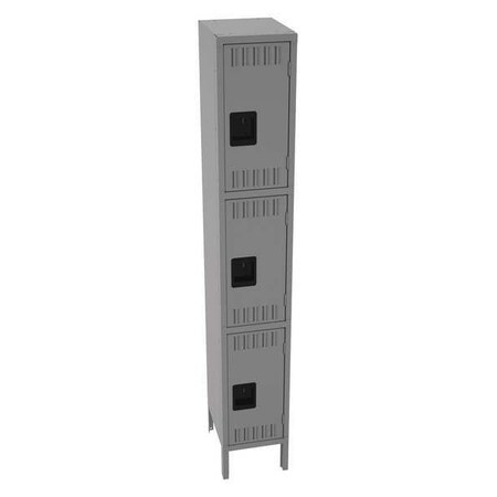 Wardrobe Locker, 12 in W, 15 in D, 78 in H, (1) Wide, (3) Tier, Medium Gray MPN:TTS-121524-1MG