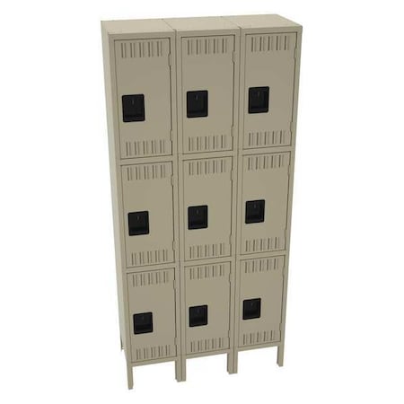 Wardrobe Locker, 36 in W, 15 in D, 78 in H, (3) Tier, (3) Wide, Sand MPN:TTS-121524-3SD