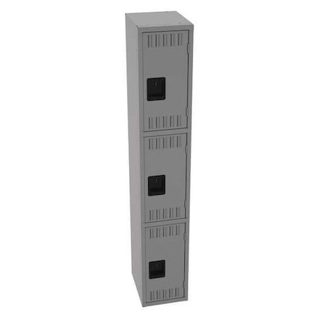 Wardrobe Locker, 12 in W, 15 in D, 72 in H, (1) Wide, (3) Tier, Medium Gray MPN:TTS-121524-AMG