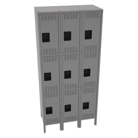 Wardrobe Locker, 36 in W, 18 in D, 78 in H, (3) Tier, (3) Wide, Medium Gray MPN:TTS-121824-3MG