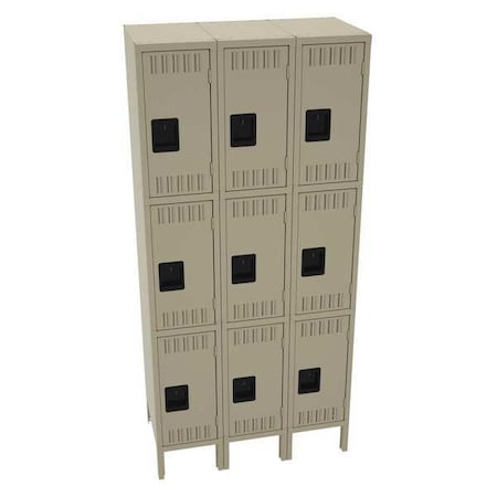 Wardrobe Locker, 36 in W, 18 in D, 78 in H, (3) Tier, (3) Wide, Sand MPN:TTS-121824-3SD
