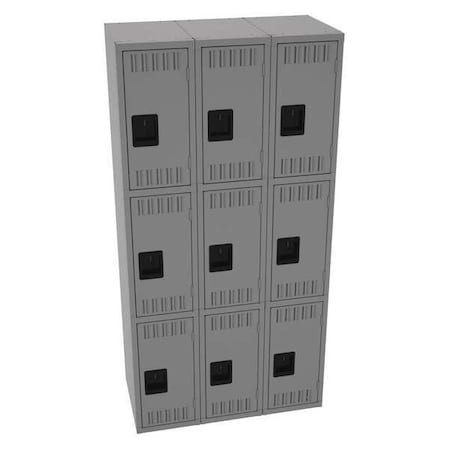 Wardrobe Locker, 36 in W, 18 in D, 72 in H, (3) Tier, (3) Wide, Medium Gray MPN:TTS-121824-CMG