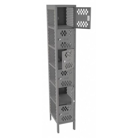 Box Locker, 12 in W, 18 in D, 78 in H, (1) Wide, (6) Tier, Gray MPN:VBL6-1218-1MED GRAY