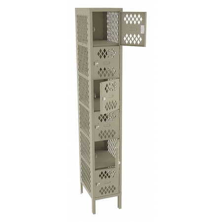 Box Locker, 12 in W, 18 in D, 78 in H, (1) Wide, (6) Tier, Sand MPN:VBL6-1218-1SND
