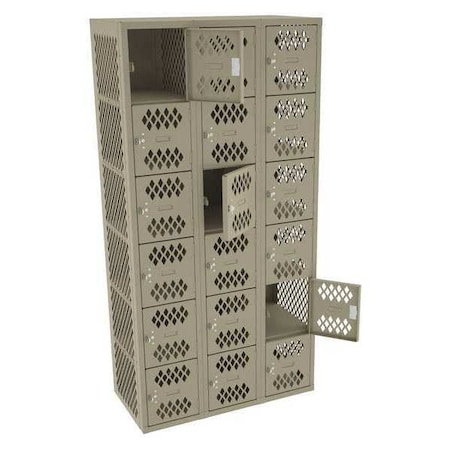 Box Locker, 36 in W, 18 in D, 72 in H, (3) Wide, (6) Tier, Sand MPN:VBL6-1218-CSND