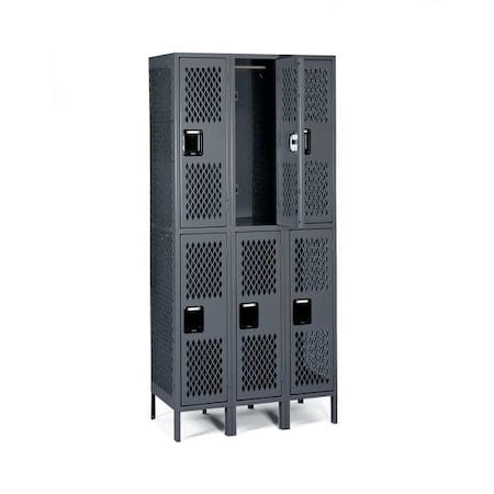 Wardrobe Locker, 36 in W, 18 in D, 78 in H, (2) Tier, (3) Wide, Gray MPN:VDL-121836-3MED GRAY