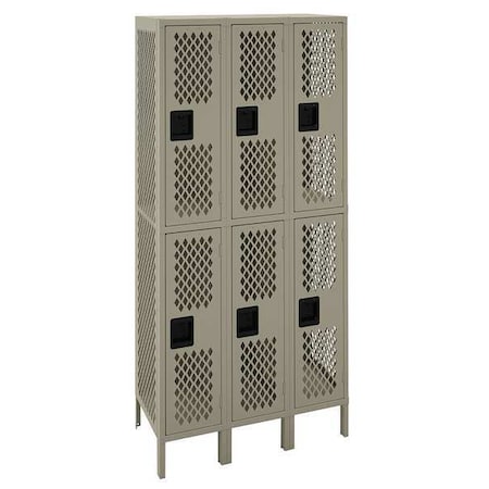 Wardrobe Locker, 36 in W, 18 in D, 78 in H, (2) Tier, (3) Wide, Sand MPN:VDL-121836-3SND