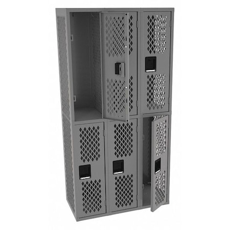 Wardrobe Locker, 36 in W, 18 in D, 72 in H, (2) Tier, (3) Wide, Gray MPN:VDL-121836-CMED GRAY