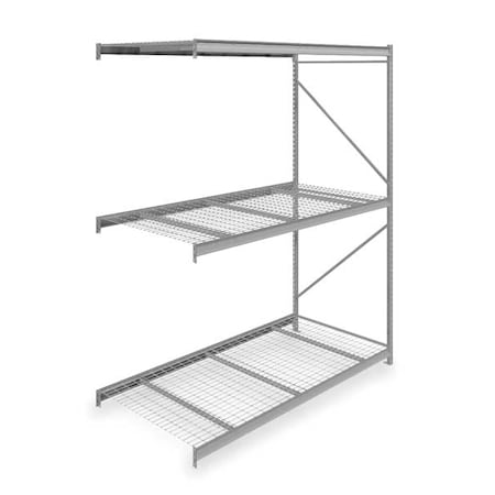 Add-On Bulk Storage Rack, 48 in D, 96 in W, 3 Shelves, Gray MPN:6940