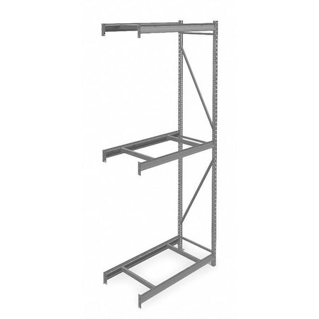 Add-On Bulk Storage Rack, 24 in D, 48 in W, 3 Shelves, Gray MPN:6940