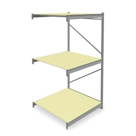 Add-On Bulk Storage Rack, 48 in D, 48 in W, 3 Shelves, Gray MPN:6940