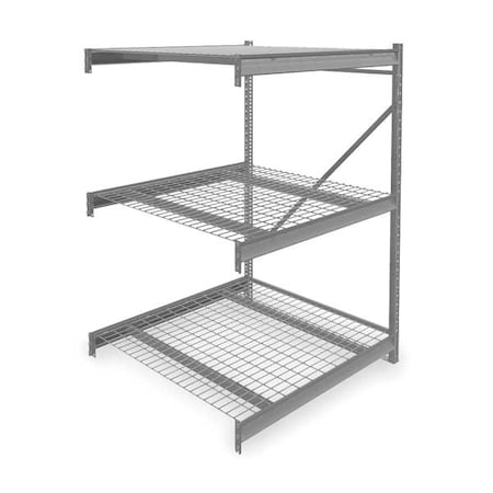 Add-On Bulk Storage Rack, 48 in D, 48 in W, 3 Shelves, Gray MPN:6940