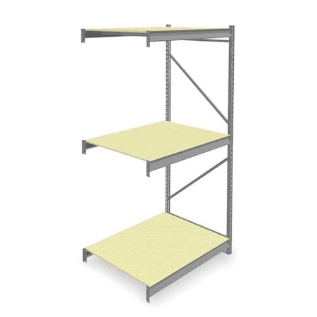Add-On Bulk Storage Rack, 36 in D, 48 in W, 3 Shelves, Gray MPN:6940