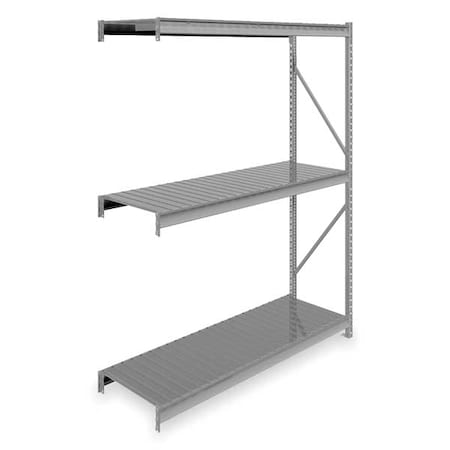 Add-On Bulk Storage Rack, 24 in D, 72 in W, 3 Shelves, Gray MPN:6940