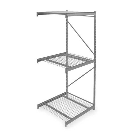 Add-On Bulk Storage Rack, 48 in D, 48 in W, 3 Shelves, Gray MPN:6940