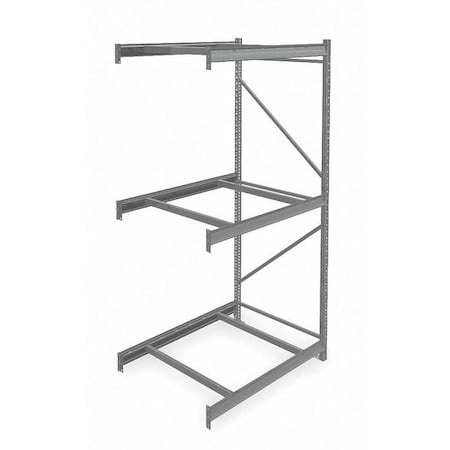 Add-On Bulk Storage Rack, 36 in D, 48 in W, 3 Shelves, Gray MPN:6940