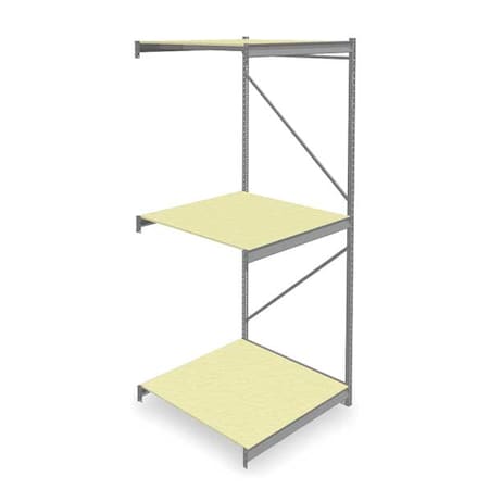 Add-On Bulk Storage Rack, 48 in D, 48 in W, 3 Shelves, Gray MPN:6940