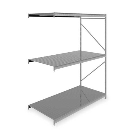 Add-On Bulk Storage Rack, 48 in D, 96 in W, 3 Shelves, Gray MPN:6940