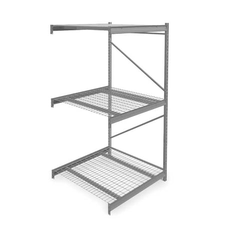 Add-On Bulk Storage Rack, 48 in D, 48 in W, 3 Shelves, Gray MPN:6940