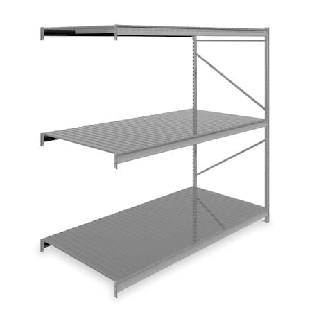 Add-On Bulk Storage Rack, 48 in D, 96 in W, 3 Shelves, Gray MPN:6940