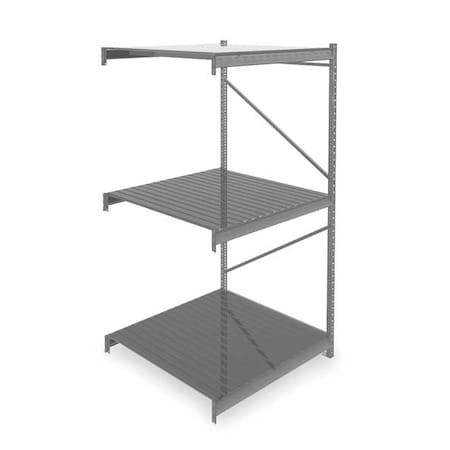 Add-On Bulk Storage Rack, 48 in D, 48 in W, 3 Shelves, Gray MPN:6940