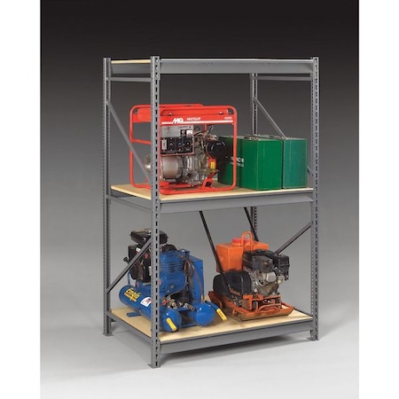 Starter Bulk Storage Rack, 48 in D, 96 in W, 3 Shelves, Gray MPN:BU-964896PS