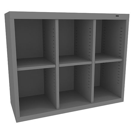Open Bin Cubbie Cabinet, 34.5 in W x 13.5 in D x 30 in H, 6 Compartments, Gray, Steel MPN:CC-30MG