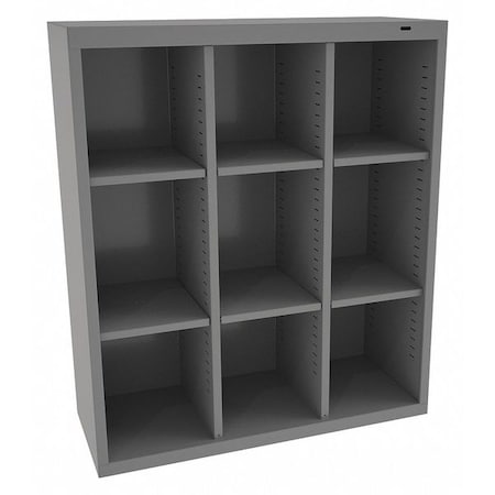 Open Bin Cubbie Cabinet, 34.5 in W x 13.5 in D x 40 in H, 9 Compartments, Gray, Steel MPN:CC-40MG