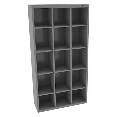 Open Bin Cubbie Cabinet, 34.5 in W x 13.5 in D x 66 in H, 15 Compartments, Gray, Steel MPN:CC-66MG