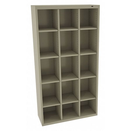 Open Bin Cubbie Cabinet, 34.5 in W x 13.5 in D x 66 in H, 15 Compartments, Sand, Steel MPN:CC-66SD