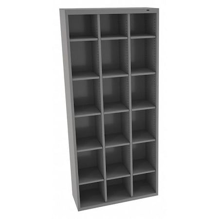 Open Bin Cubbie Cabinet, 34.5 in W x 13.5 in D x 78 in H, 18 Compartments, Gray, Steel MPN:CC-78MG