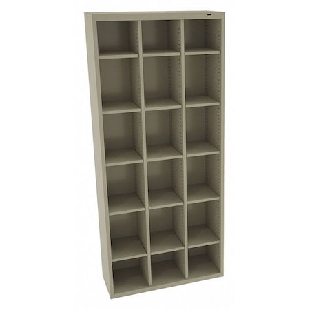 Open Bin Cubbie Cabinet, 34.5 in W x 13.5 in D x 78 in H, 18 Compartments, Sand, Steel MPN:CC-78SD