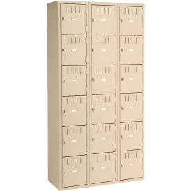 Tennsco® 6-Tier 18 Door Box Locker Recessed Handle 36