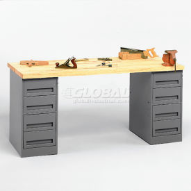 Tennsco® Pedestal Workbench 8 Drawers 72