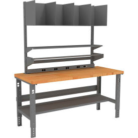 Tennsco Packing Workbench W/Power Apron Maple Butcher Block Square Edge 72