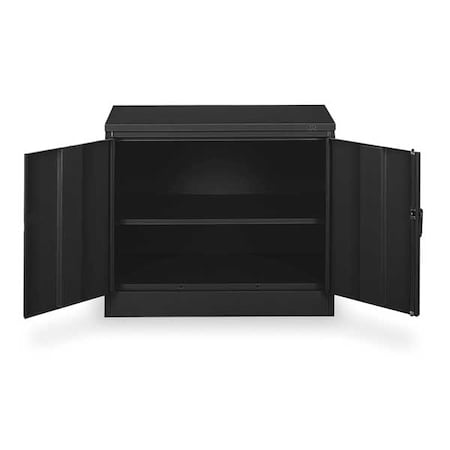 Shelving Storage Cabinet, 30 in H, 36 in W, 18 in D, Swing, Keyed, Black, 2 Shelves, 0 Drawers MPN:1430 BLACK