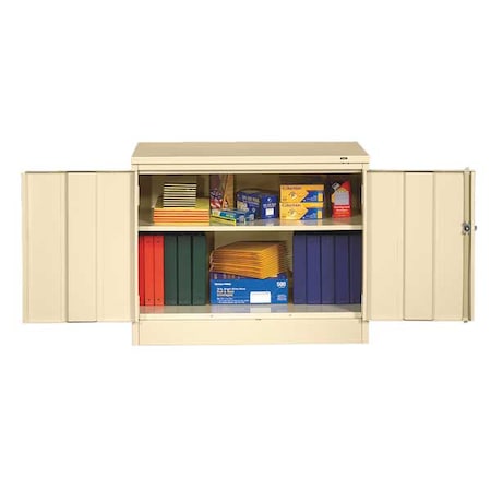 Shelving Storage Cabinet, 30 in H, 36 in W, 18 in D, Swing, Keyed, Putty, 2 Shelves, 0 Drawers MPN:1430PY
