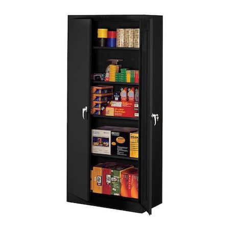 Shelving Storage Cabinet, 72 in H, 36 in W, Swing, Keyed, Black, 4 Shelves, 0 Drawers MPN:1470 BLACK