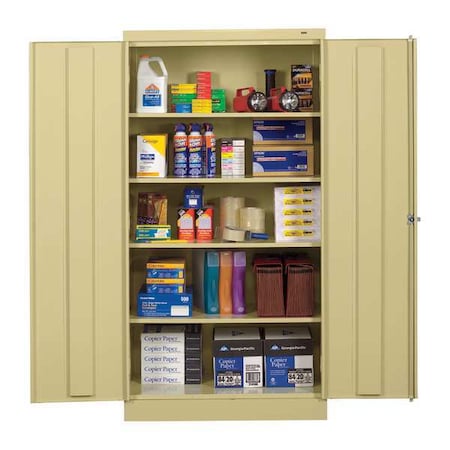 Shelving Storage Cabinet, 72 in H, 36 in W, 18 in D, Swing, Keyed, Sand, 4 Shelves, 0 Drawers MPN:1470 SD