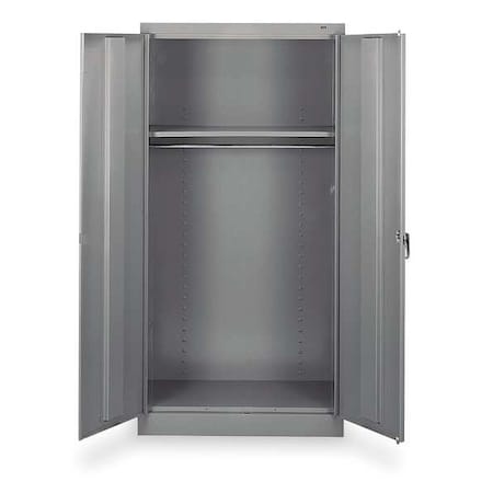 Wardrobe Storage Cabinet, 72 in H, 36 in W, 18 in D, Swing, Keyed, Medium Gray, 1 Shelves, 0 Drawers MPN:1471 GRAY