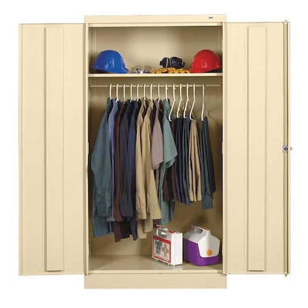 Wardrobe Storage Cabinet, 72 in H, 36 in W, 18 in D, Swing, Keyed, Putty, 1 Shelves, 0 Drawers MPN:1471PY