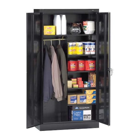 Combo Wardrobe Storage Cabinet, 72 in H, 36 in W, Black, 0 Drawers MPN:1482 BLACK