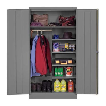 Combo Wardrobe Storage Cabinet, 72 in H, 36 in W, Medium Gray, 0 Drawers MPN:1482 MED GREY