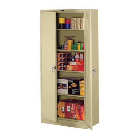 Shelving Storage Cabinet, 78 in H, 36 in W, Swing, Keyed, Sand, 5 Shelves, 0 Drawers MPN:1870 SD