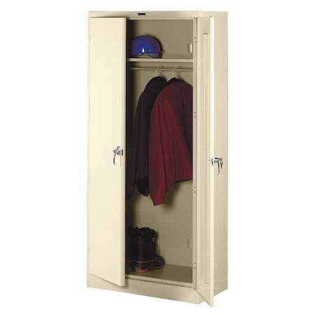 Wardrobe Storage Cabinet, 78 in H, 36 in W, 18 in D, Swing, Keyed, Putty, 1 Shelves, 0 Drawers MPN:1871PY